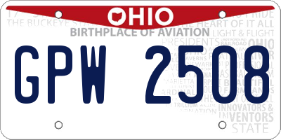 OH license plate GPW2508