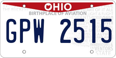 OH license plate GPW2515