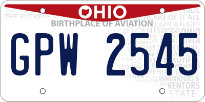OH license plate GPW2545