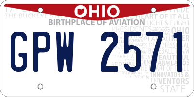 OH license plate GPW2571