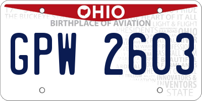 OH license plate GPW2603
