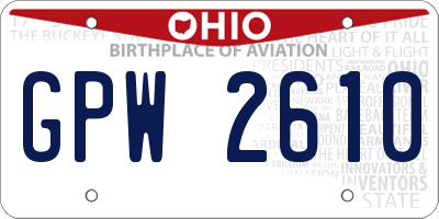 OH license plate GPW2610