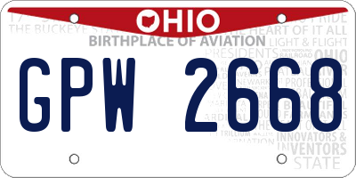 OH license plate GPW2668