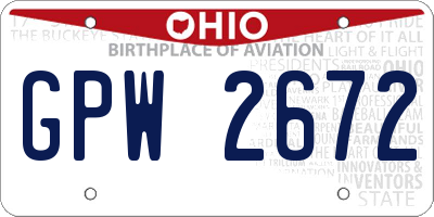 OH license plate GPW2672