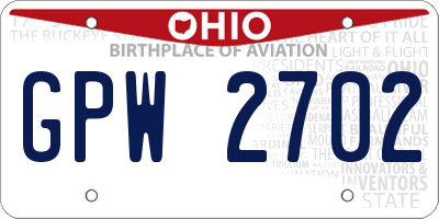 OH license plate GPW2702