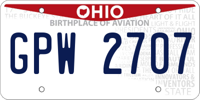 OH license plate GPW2707