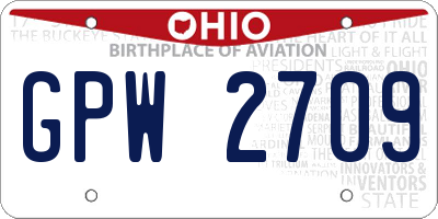 OH license plate GPW2709