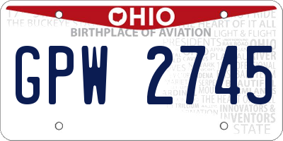 OH license plate GPW2745