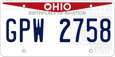 OH license plate GPW2758