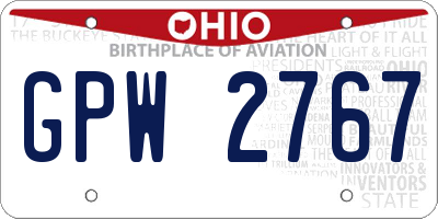 OH license plate GPW2767