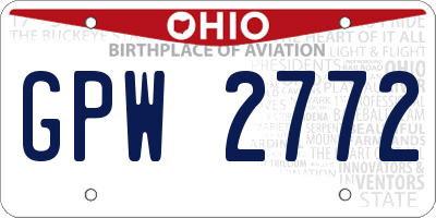 OH license plate GPW2772