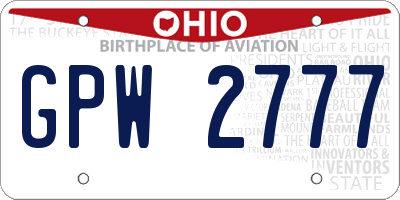 OH license plate GPW2777