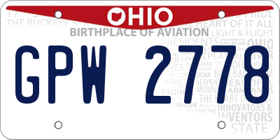OH license plate GPW2778