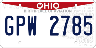 OH license plate GPW2785
