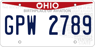 OH license plate GPW2789