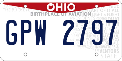 OH license plate GPW2797