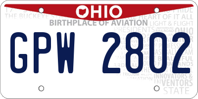 OH license plate GPW2802