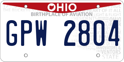 OH license plate GPW2804