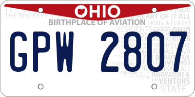 OH license plate GPW2807