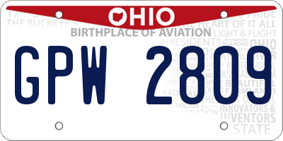 OH license plate GPW2809