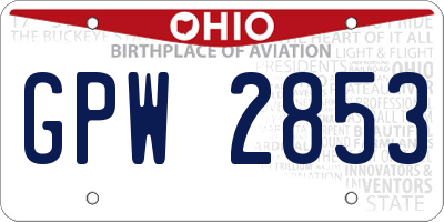 OH license plate GPW2853