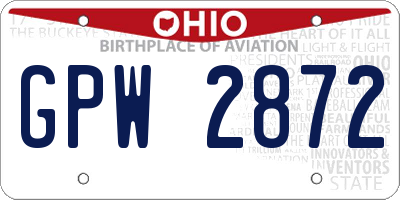 OH license plate GPW2872
