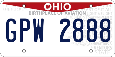 OH license plate GPW2888