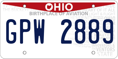 OH license plate GPW2889