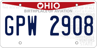 OH license plate GPW2908