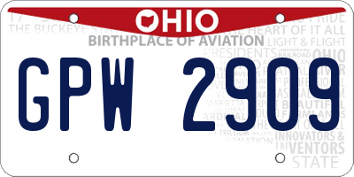 OH license plate GPW2909