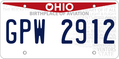 OH license plate GPW2912