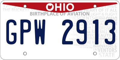OH license plate GPW2913