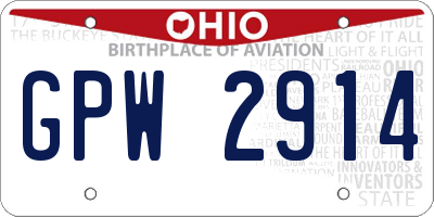 OH license plate GPW2914