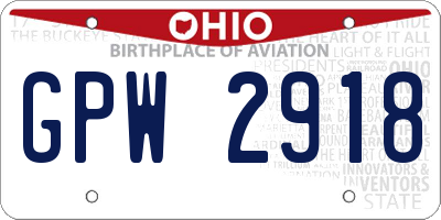 OH license plate GPW2918