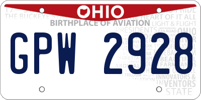OH license plate GPW2928
