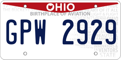 OH license plate GPW2929