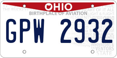 OH license plate GPW2932