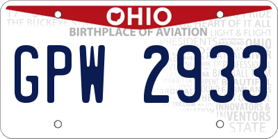OH license plate GPW2933