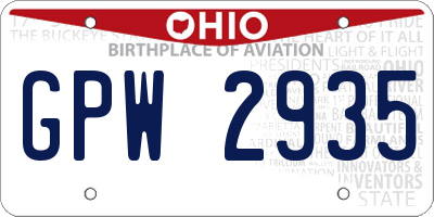 OH license plate GPW2935