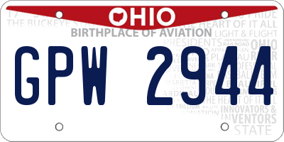 OH license plate GPW2944