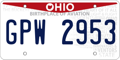 OH license plate GPW2953