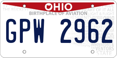 OH license plate GPW2962