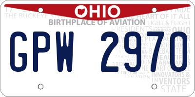 OH license plate GPW2970