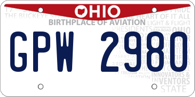 OH license plate GPW2980