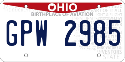 OH license plate GPW2985
