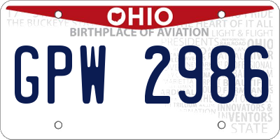 OH license plate GPW2986