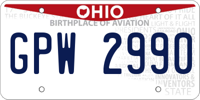 OH license plate GPW2990