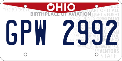 OH license plate GPW2992