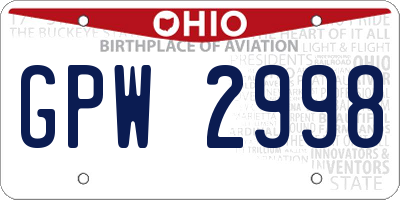 OH license plate GPW2998