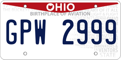 OH license plate GPW2999